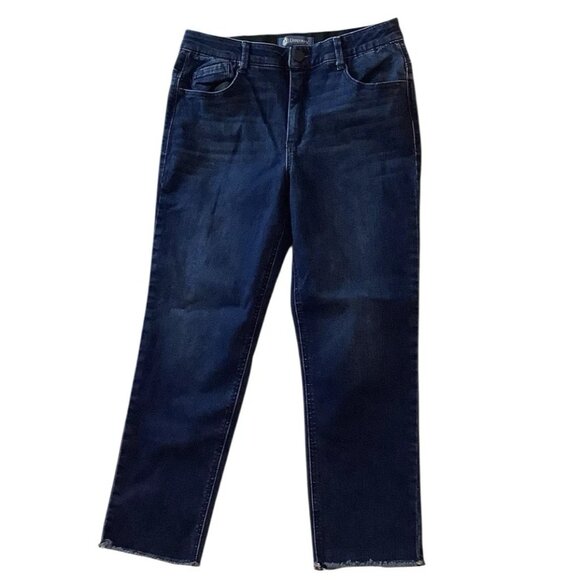 Democracy Ab Solution Mid Rise Cropped Stretch Denim Jeans Womens 8 Blue - Picture 1 of 9